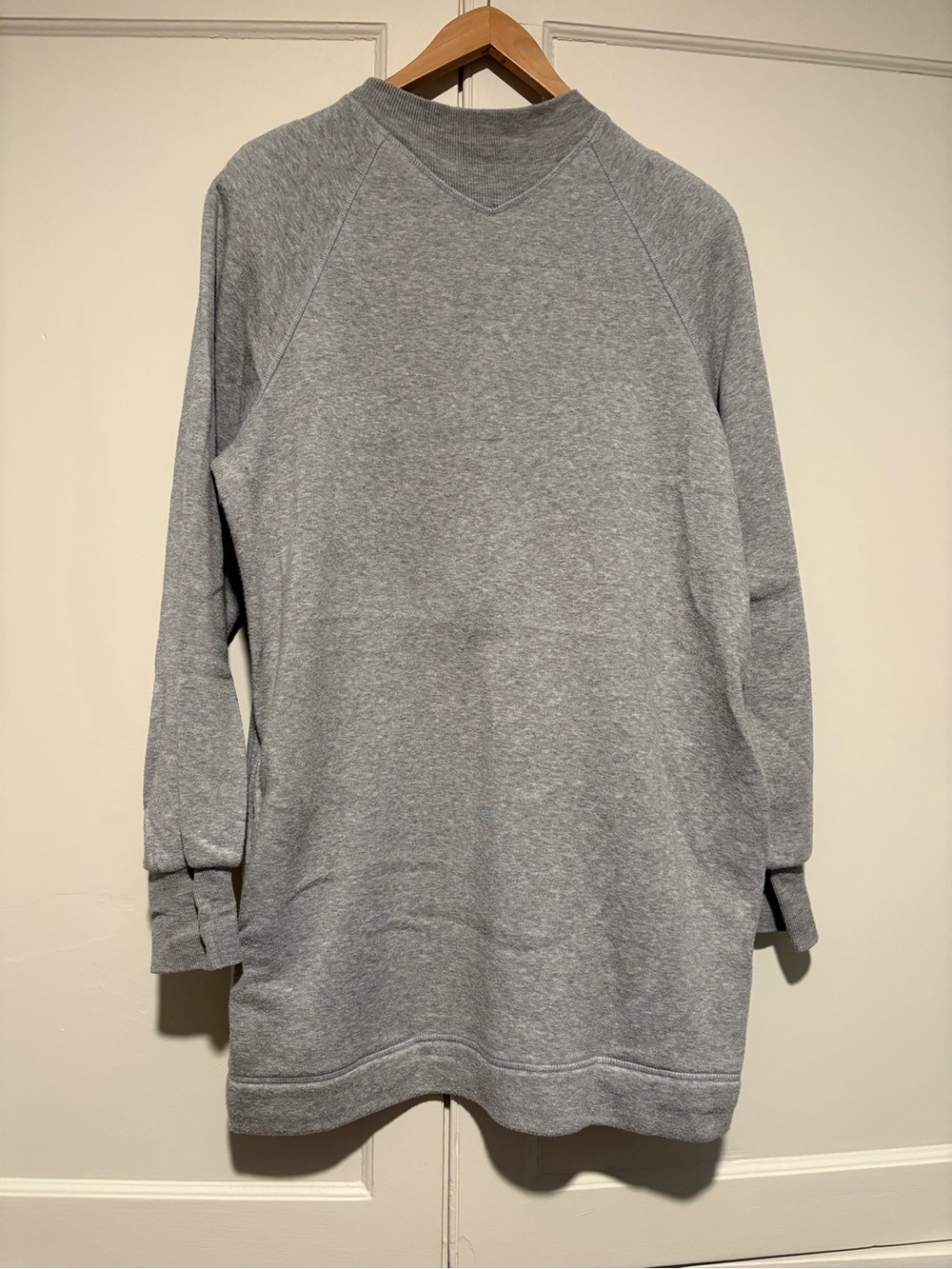 Free People Grey Mock Neck Sweatshirt Dress with Shoulder Pads